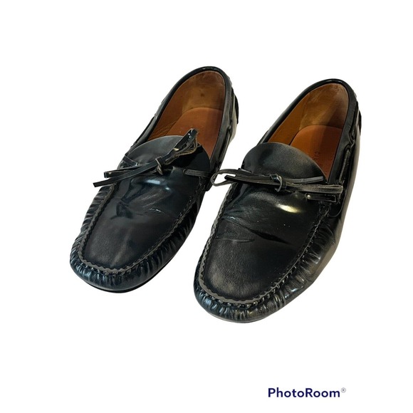 The PRADA Original Car Shoe Driving Moccasin •7• Mocs Grey Pewter Patent Leather - Picture 11 of 12